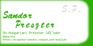 sandor preszter business card